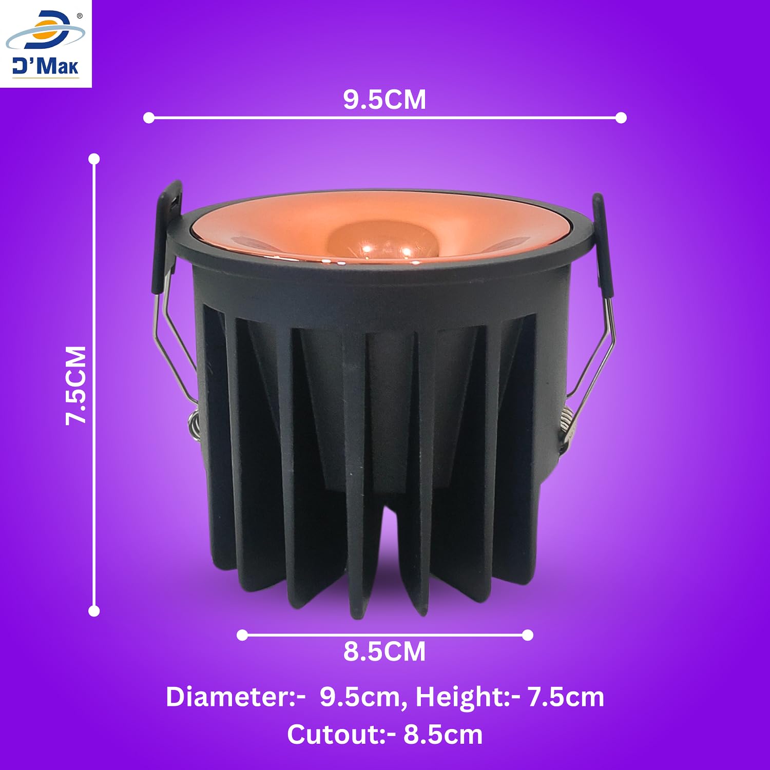 D'Mak 18W LED Creta COB Spot Light Black Body Shining Rose Gold Reflector (1, 3in1) 2