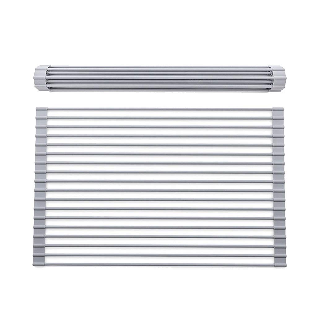 Égouttoir à vaisselle, égouttoir de cuisine enroulable en silicone, antidérapant, multifonction, pour évier, égouttoir à vaisselle peu encombrant, facile à nettoyer, 53 x 32 cm
