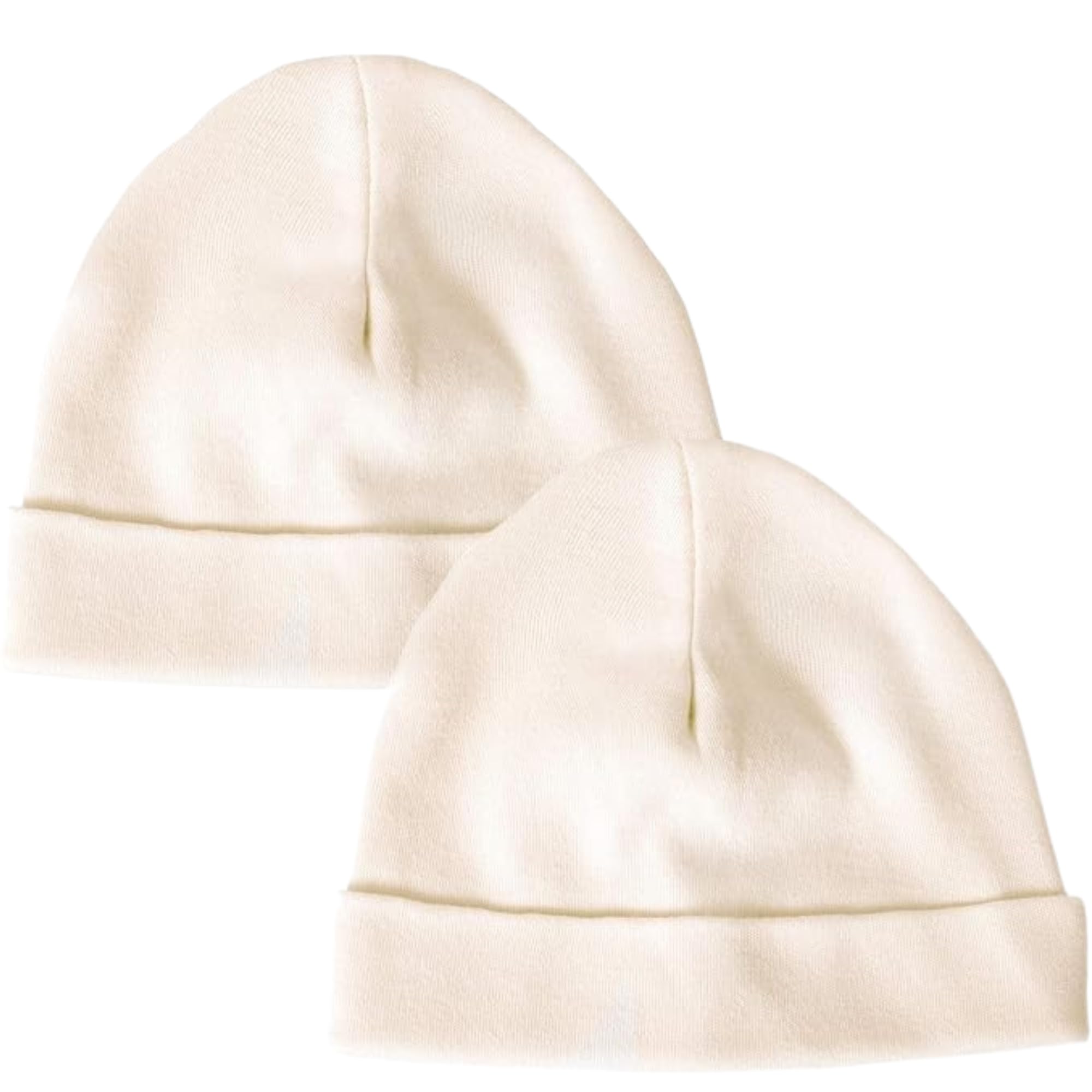 Baban Baby Men's Cream Baby Hats Newborn - 2 Pack Of Cotton Baby Hats To Fit Newborn To 0-3 Months, Boys Or Girls - Made In Britain