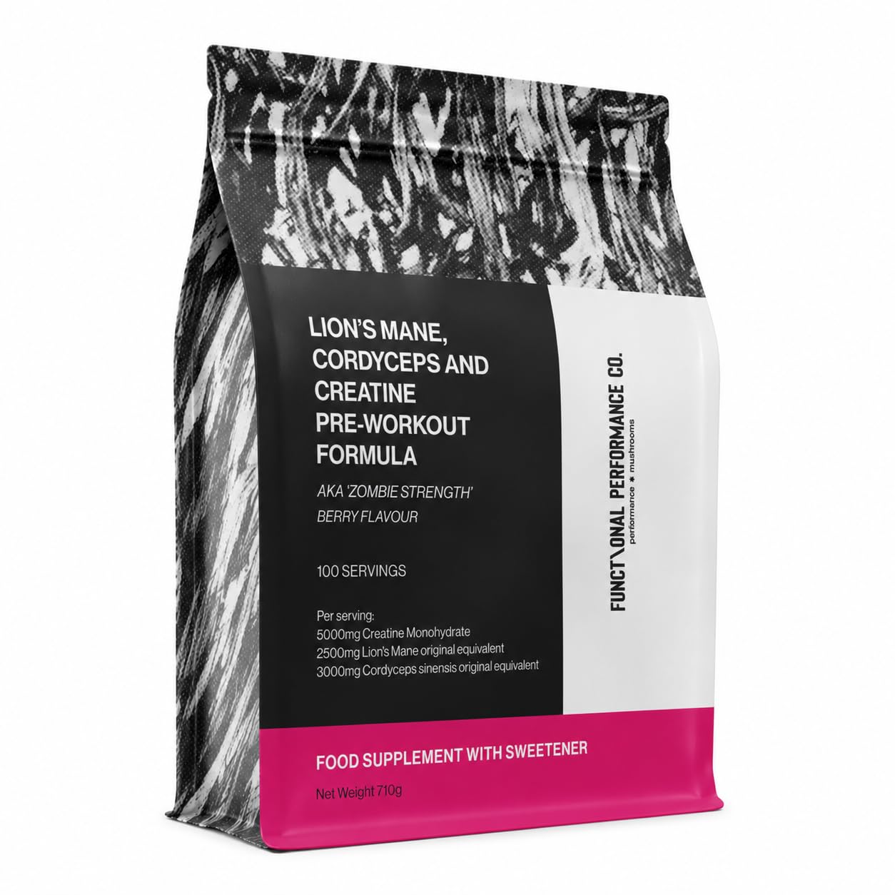 Creatine Monohydrate Powder Micronized, 5g Creatine Per Serving, Flavoured Creatine, Lion’s Mane & Cordyceps, Berry Flavour, 100 Servings. 1.57 Pound (Pack of 1)