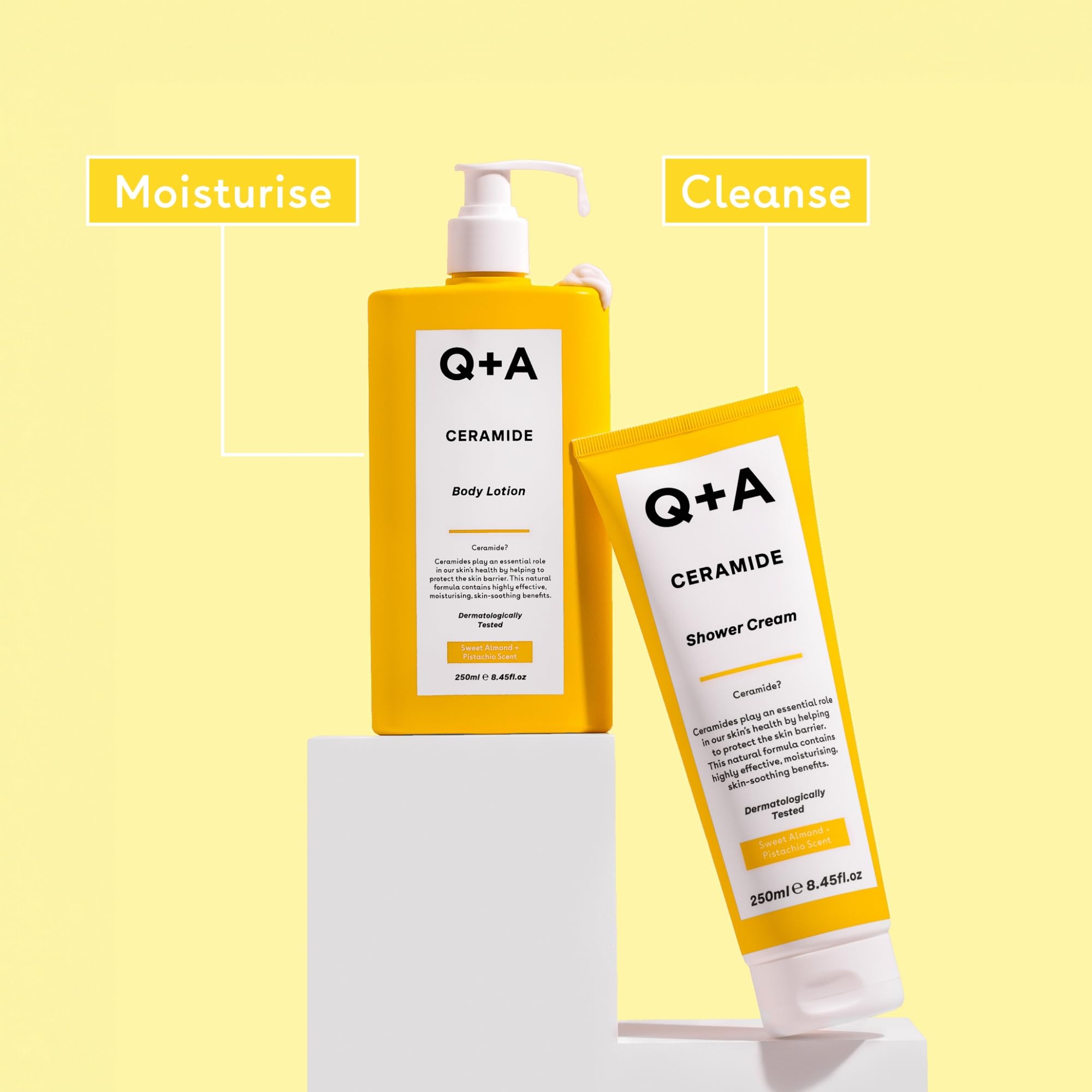 Q+A Ceramid Body Lotion: A nourishing body lotion with squalane, pineapple ceramides, and a protective sugar complex. Provides deep hydration like body butter. 250 ml