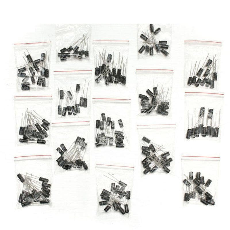 400 unids/lote 15 valores Kit surtido de condensadores electrolíticos 1uF ~ 220uF conjunto surtido de condensadores Industrial Electrical capacitors