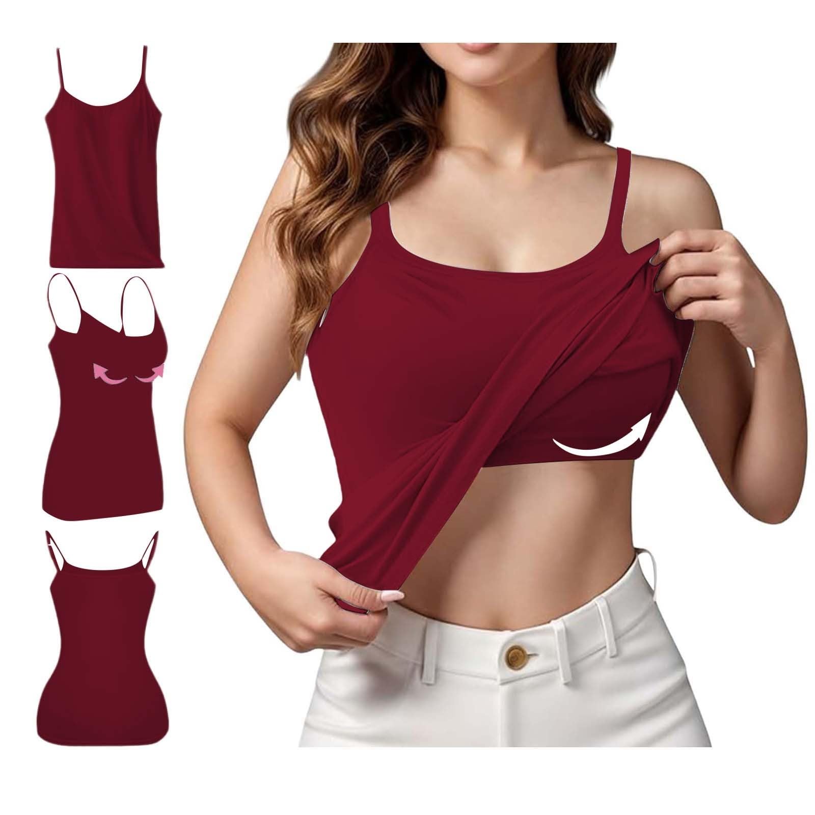 Tank Tops with Built in Bras for Women Sports Cute Cami Workout Plus Size Camisoles Spaghetti Strap Under