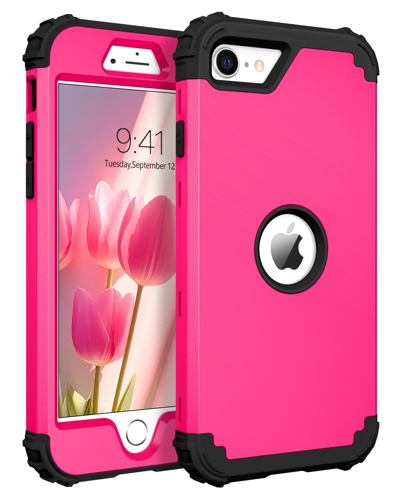 Coque iPhone SE 3e génération antichoc robuste rose noir - 8