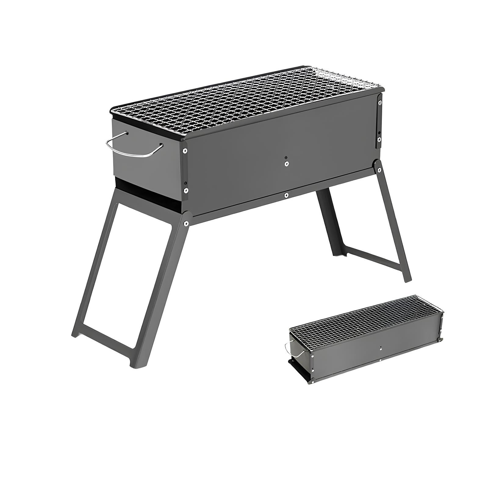 Grill na węgiel drzewny z regulowanymi otworami wentylacyjnymi i składanymi nogami, przenośny grill na zewnątrz, na kemping, piknik, podwórko, patio, tailgating, wytrzymały, do gotowania na świeżym