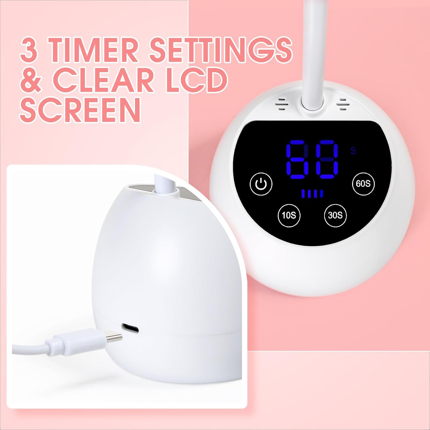 2 pcs 36W Mini Cordless Flash Cure Gel X Lamp(Pink and White)