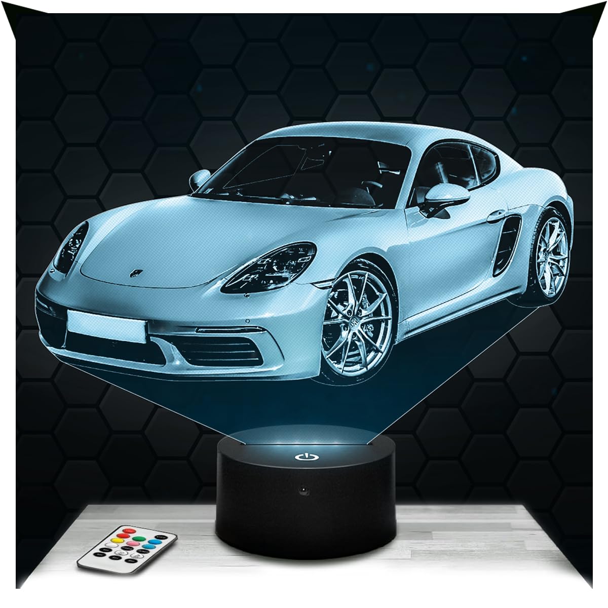 Lampephoto.fr - 3D Lamp Cay man German Car, Touch LED Night Light, 3D Hologram Effect, Christmas Birthday Gift Idea for Men, Room Decoration Object