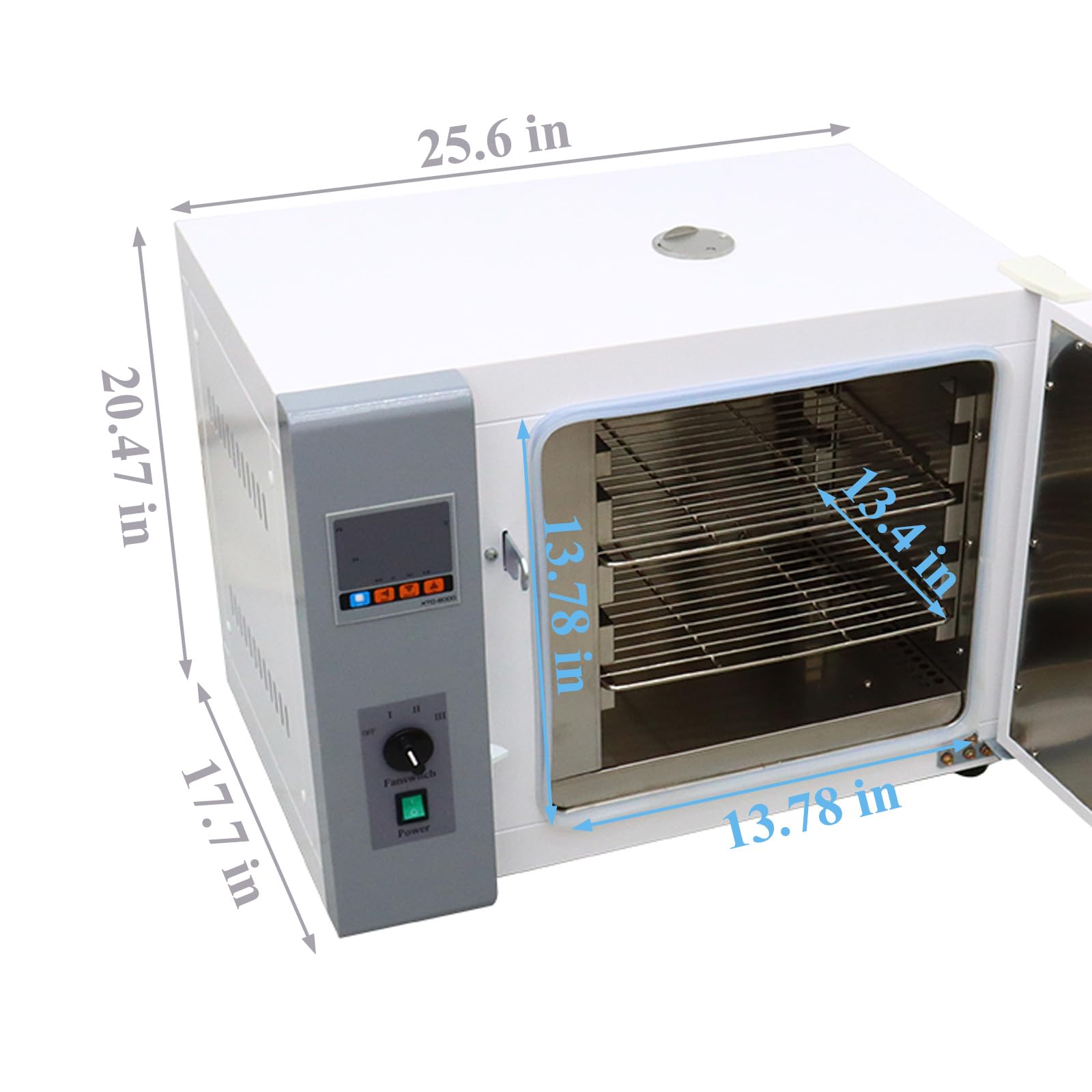 BEILOCKERY 220V 1KW Stainless Steel Lab Digital Forced Air Convection Drying Oven 13.8 X 13.4 X 13.8 inches Chamber 20-300? Temperature Control Large Capacity Heating Oven for Industrial and Lab