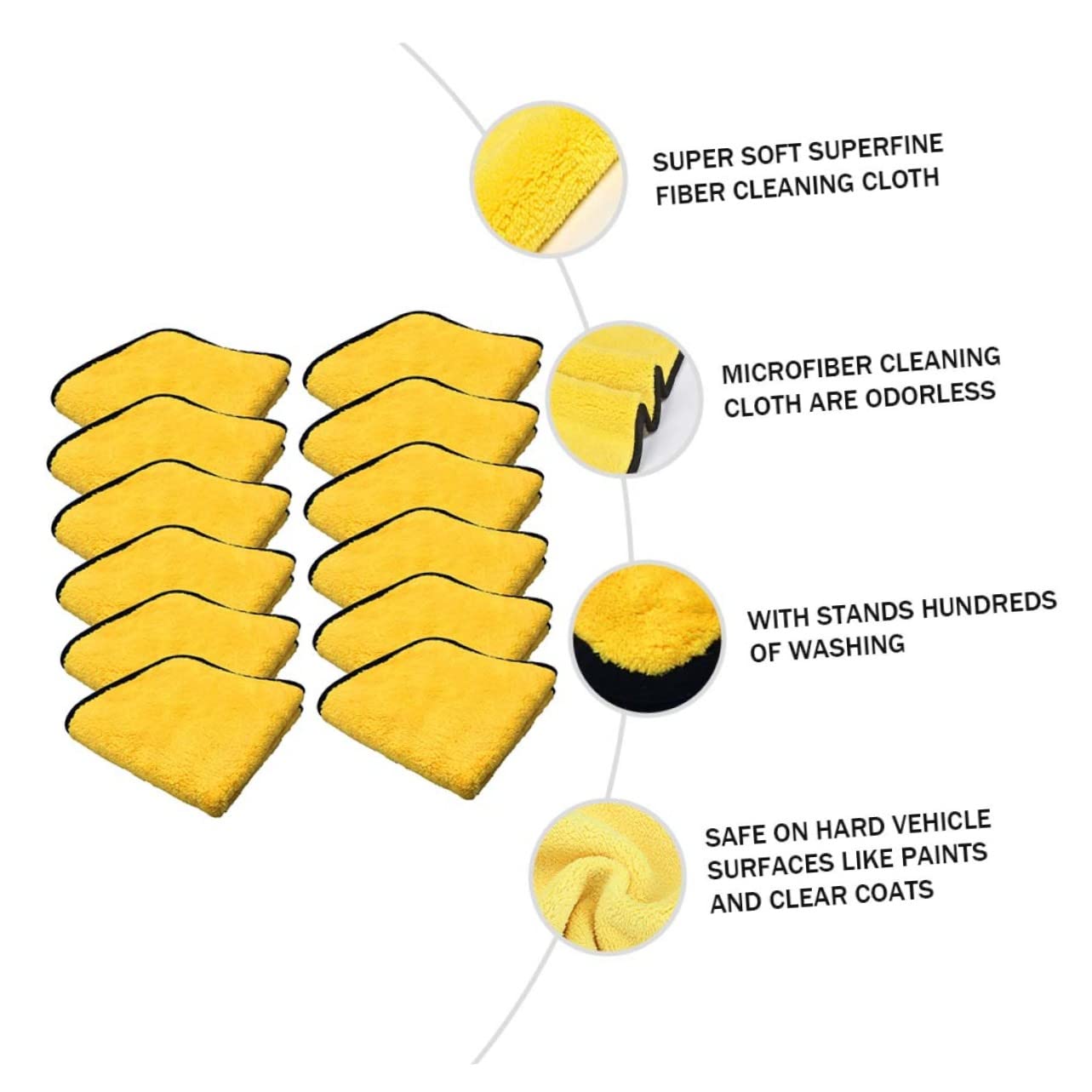 PLAFOPE 12piezas Paños De Microfibra para Coche Toalla De Limpieza Gruesa y Duradero