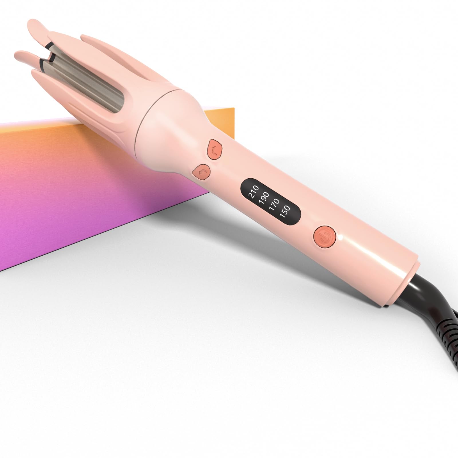 Fer à Friser Automatique, Boucleur à Cheveux avec 4 Température Réglable, Anti-brûlure, Rotatif à 360° Fer a Boucler pour Coiffure, Rose