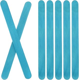 DMiotech 200 peças 4,5" x 0,35" Pauzinhos de madeira fortes de bétula natural para misturar pintura para molduras, construção e projetos de decoração de casa, azul