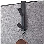Officemate Double Coat Hooks for Cubicle Panels, Adjustable 1.25-3.5 Inch, Charcoal (22005)