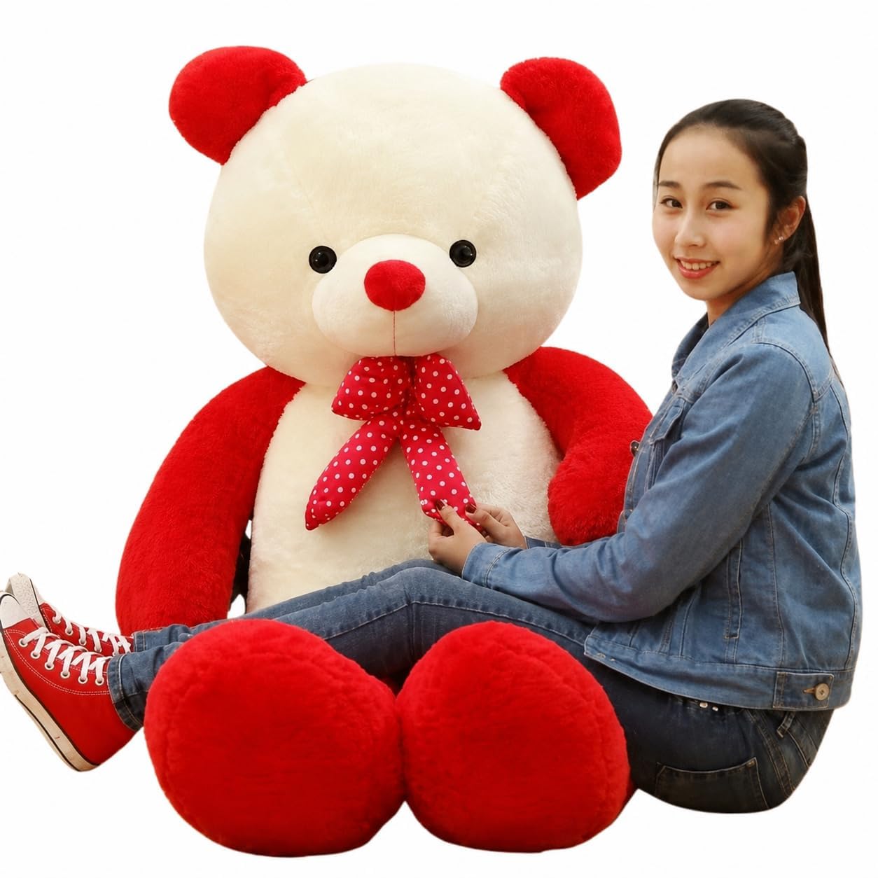 BHAGWATI Red White Teddy Bear 7 Feet Giant Soft Plush Stuffed Toy for Girls, Kids & Loved Ones with Bow for Birthday, Valentine's Day-image-34