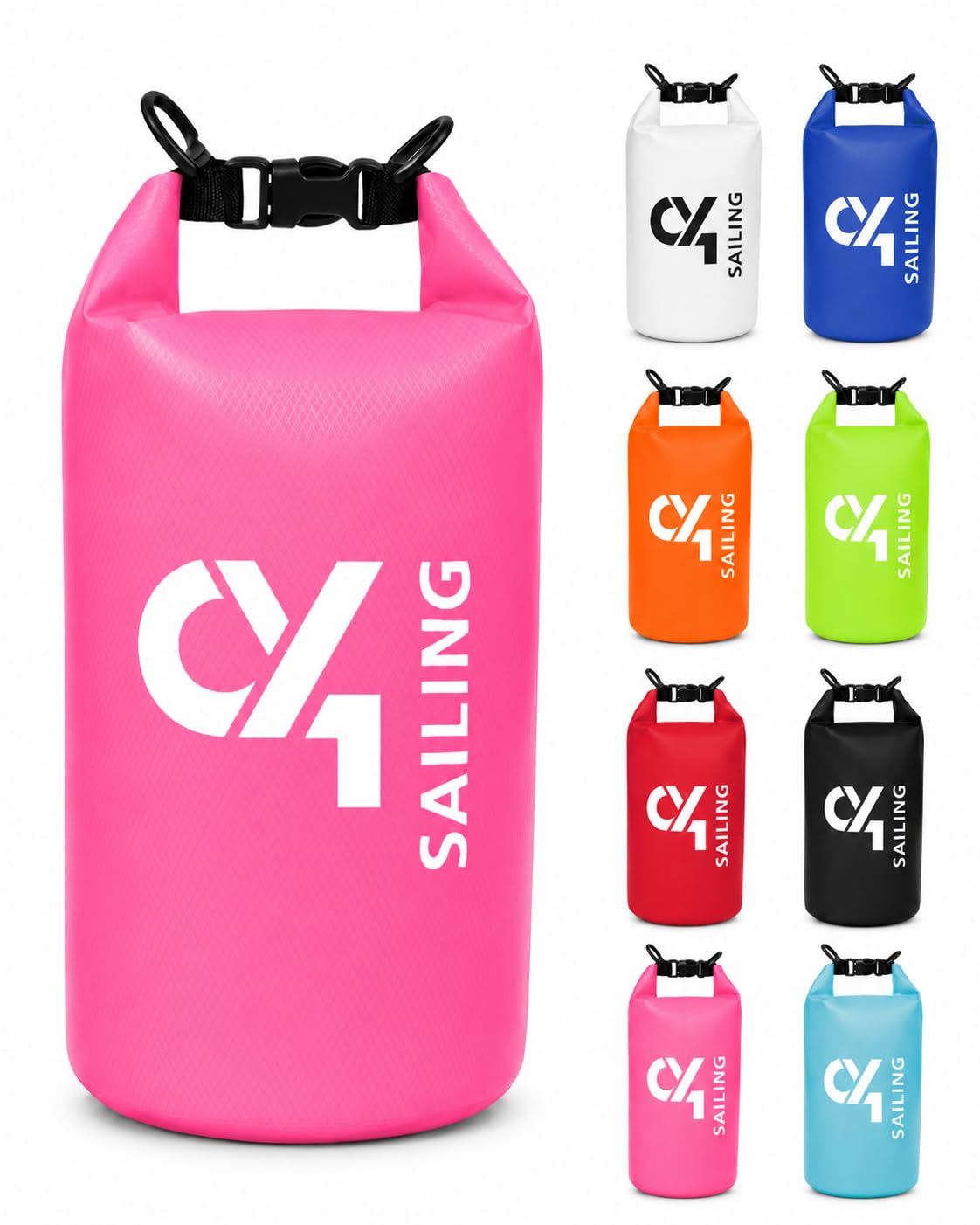 C4S Ripstop Dry Bag 10 L Neon Pink – wasserdichte Tasche | reißfester wasserfester Packsack Seesack Beutel Waterproof Drybag mit Rollverschluss | Kajak SUP Strand Boot Camping Reise Outdoor