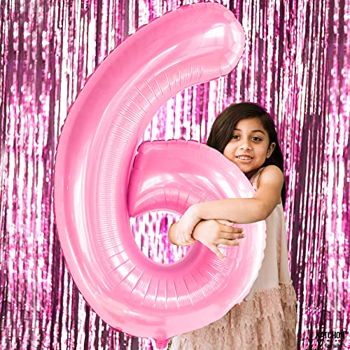 Image of KatchOn Giant Light Pink Number 6 Balloon - 40 Inch | 6 Balloon Number