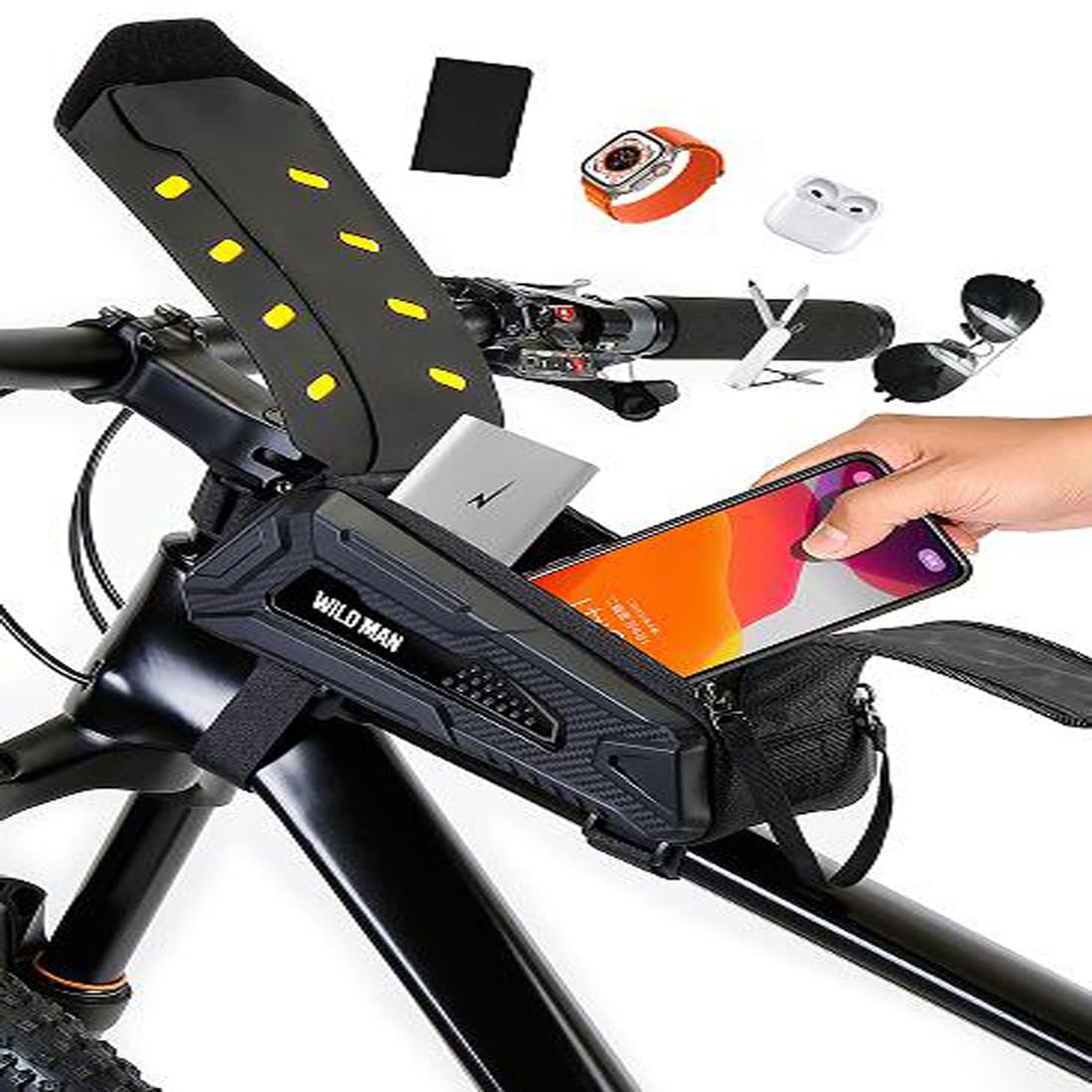 2-in-1 Waterproof Bike Bag - Frame & Handlebar Pouch With Phone Window (Fits Phones Below 6.9")