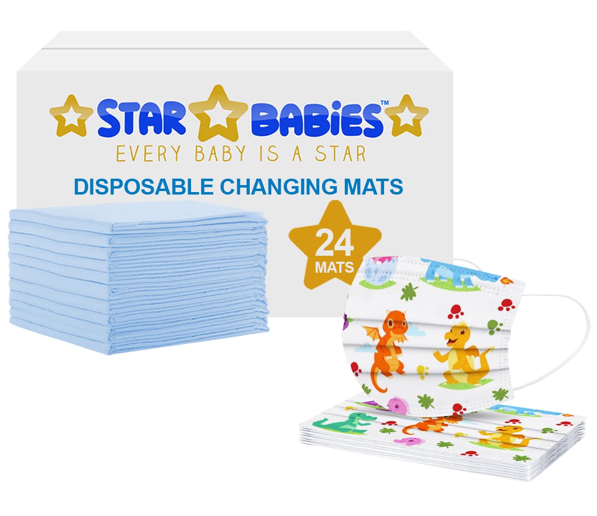 Star Babies (24pcs Changing Mats + 10pcs Disposable Mask)