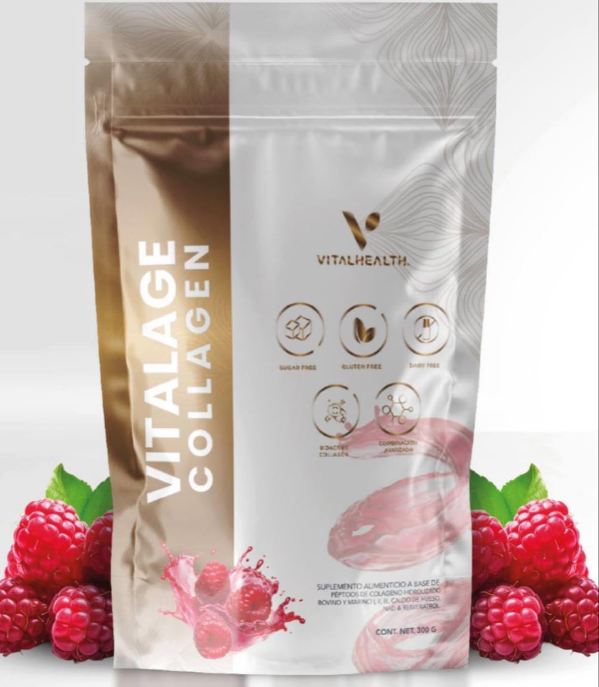 Collagen Supplement with Resveratrol, Raspberry Flavor, Sugar-Free, Gluten-Free, 300g