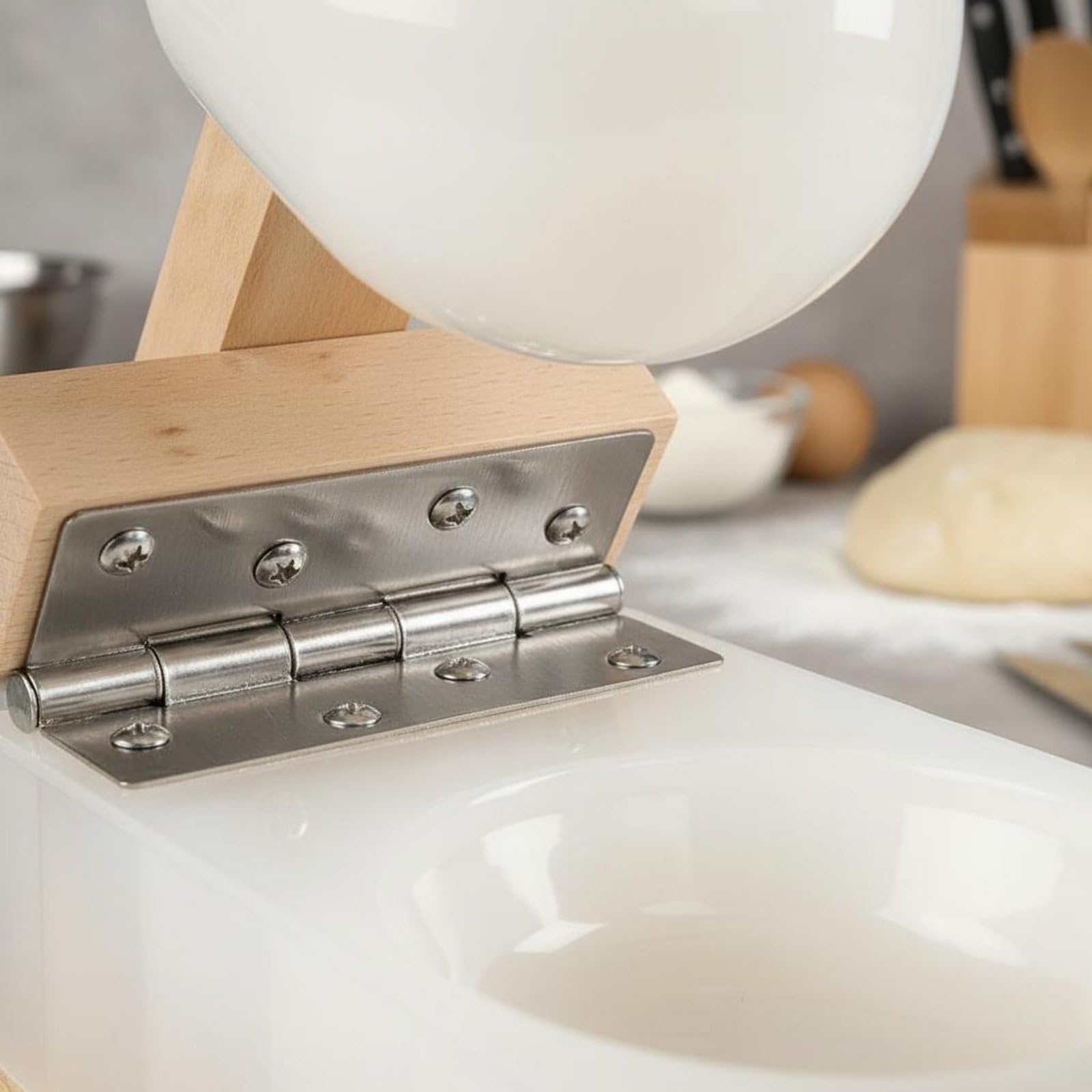 Gralara Teigpresse Holz Teigformer Teigroller Teigstampfer Manuelles Küchentool für Gleichmäßige Teigscheiben für Dumplings Reisspeisen Haushaltsküche, 95x45mm Kunststoff L