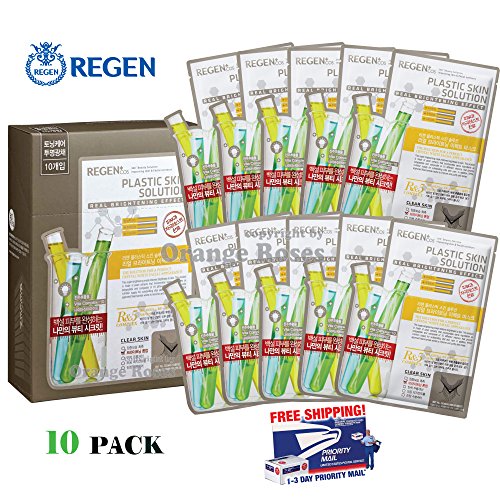 REGEN "Pure Cotton" Facial Mask Sheets - REAL BRIGHTENING EFFECT 35g x 10 Pcs, Thickest Sheet with Largest Ampoule 35g, Authentic Cosmetic from Famous Regen Plastic Surgery Center in South Korea