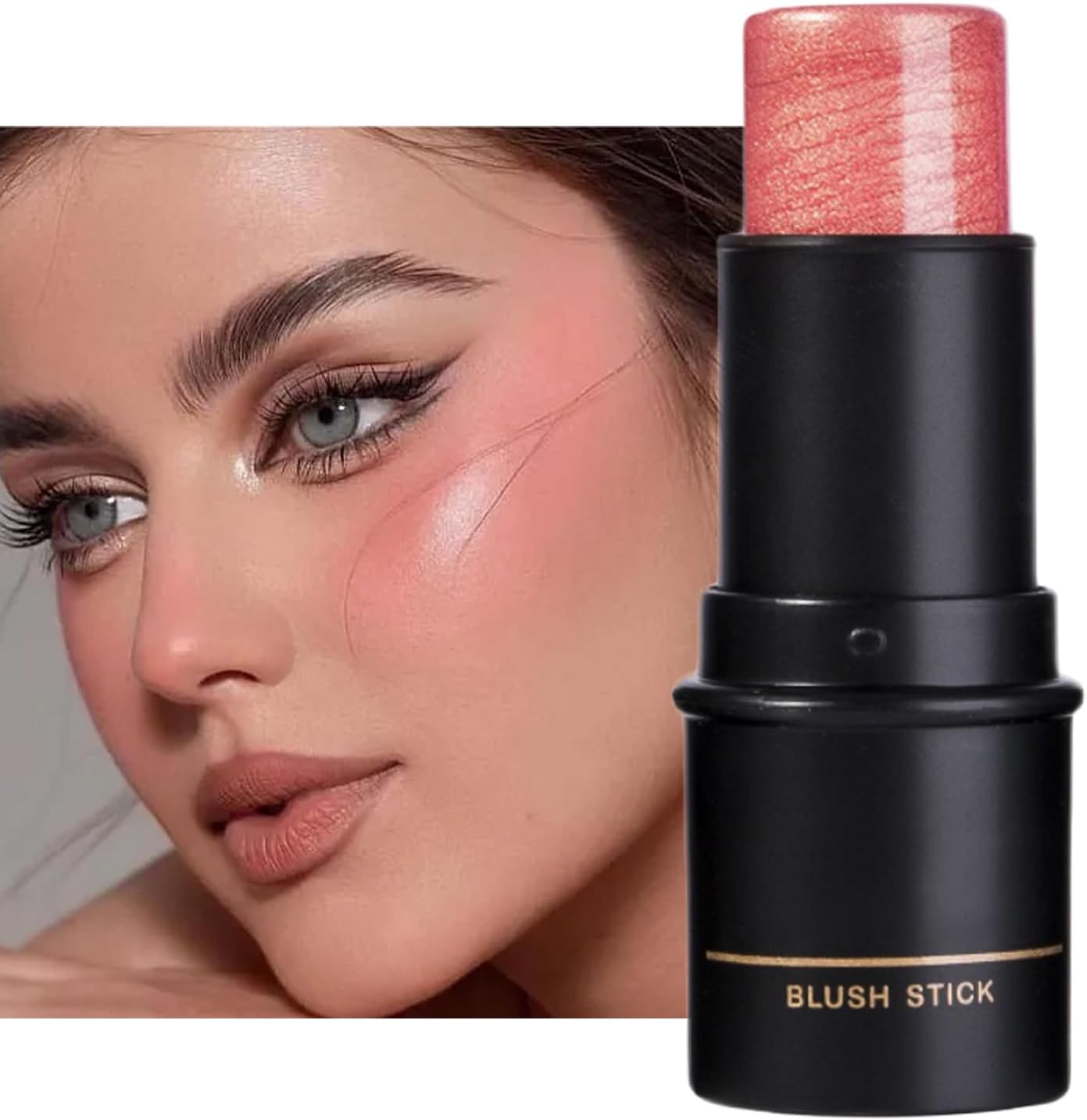 Rouge Blush Stick, Cream Blush Stick for Cheeks & Lips, Blendable Long-Lasting Multi-Use Contour Stick & Highlighter Makeup