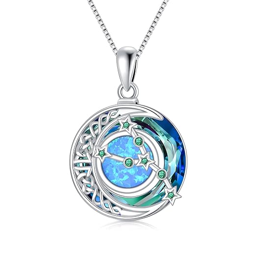 TOUPOP Christmas Gifts Zodiac Necklace for Women Taurus Zodiac Necklace Emerald Crystal Constellation Pendant Astrology Jewelry Birthday Gifts for Women and Girls May Birthday Gift
