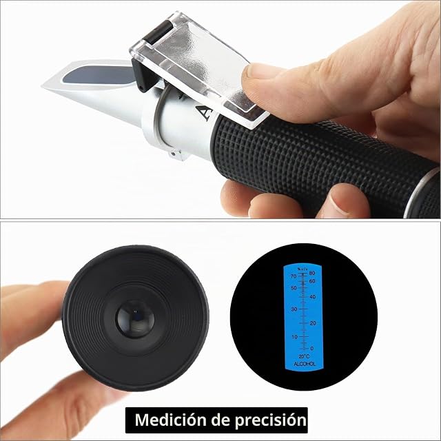 Foto 3 de 7 de QWORK® Refractómetro de Alcohol 0-80% por ciento de Volumen, con ATC para licores y etanol