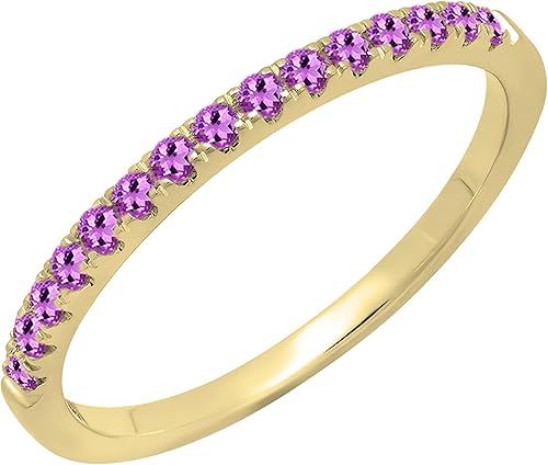 Dazzlingrock Collection Anillo de boda elegante con piedras preciosas o diamantes redondos para mujer en oro macizo