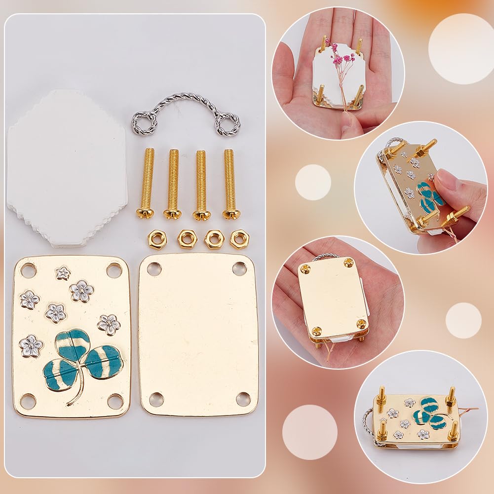 WADORN – 2 Mini Presses à Fleurs Dorées, Kits De Poche Pour Sécher Plantes, 49x35mm
