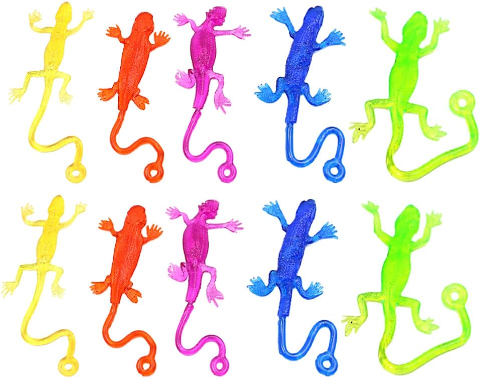 NUOBESTY 15Pcs Sticky Gecko Toys Stretchy Lizards Party Favors Goodie Bags Filler Funny Mini TPR Lizard Toys for Kids Classroom Rewards