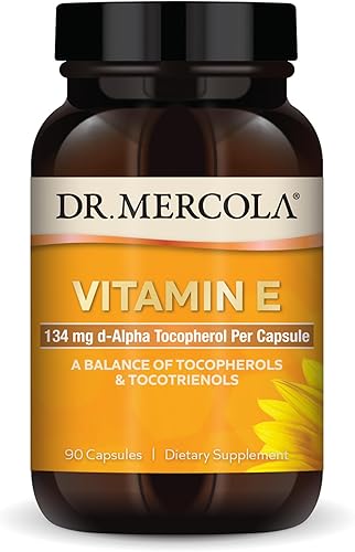 Dr. Mercola Vitamina E, 90 porciones (90 cápsulas), 134 mg por cápsula, suplemento dietético, apoya la piel sana, sin OMG