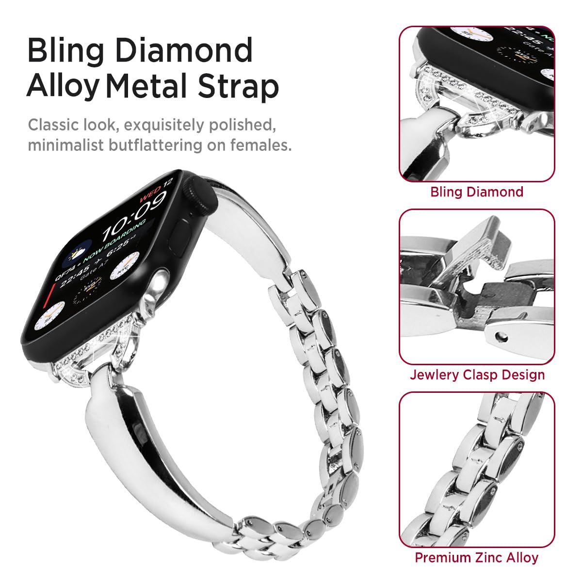 Miimall Metal Band for Apple Watch Series 10 9 8 7 6 5 4 3 2 1 SE 2/1 Ultra 2/1 - Image 3