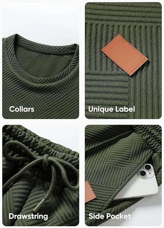 JMIERR Men's Casual Short Sleeve T Shirts and Shorts Summer Beach Vacation 2 Piece Outfit Lounge Workout Sets - Image 6