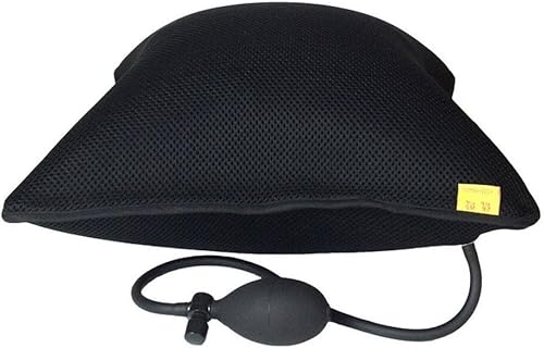 Cojín inflable con soporte lumbar, almohada portátil con bomba para automóvil, silla de oficina, hogar, viajes, camping (negro)