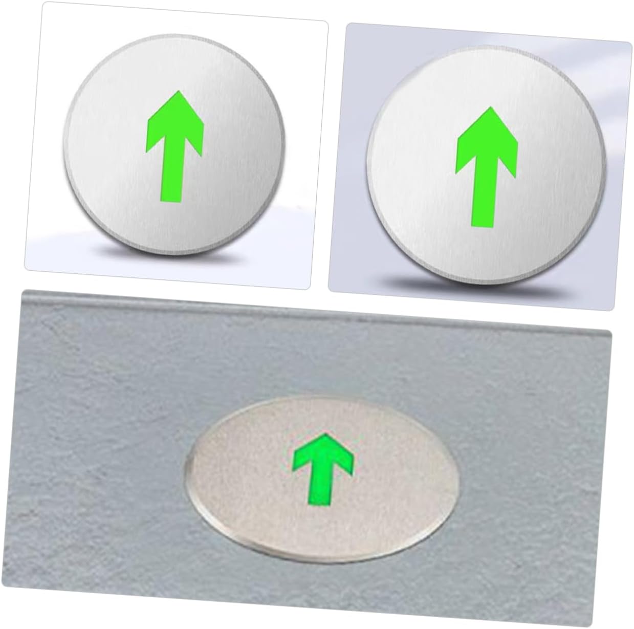 Angoily Luminous Fluorescent Emergency Exit Sign Stainless Steel Frame Self-Luminous Floor Indicator Light Waterproof Ground Evacuation Sign for Safe Emergency Exit