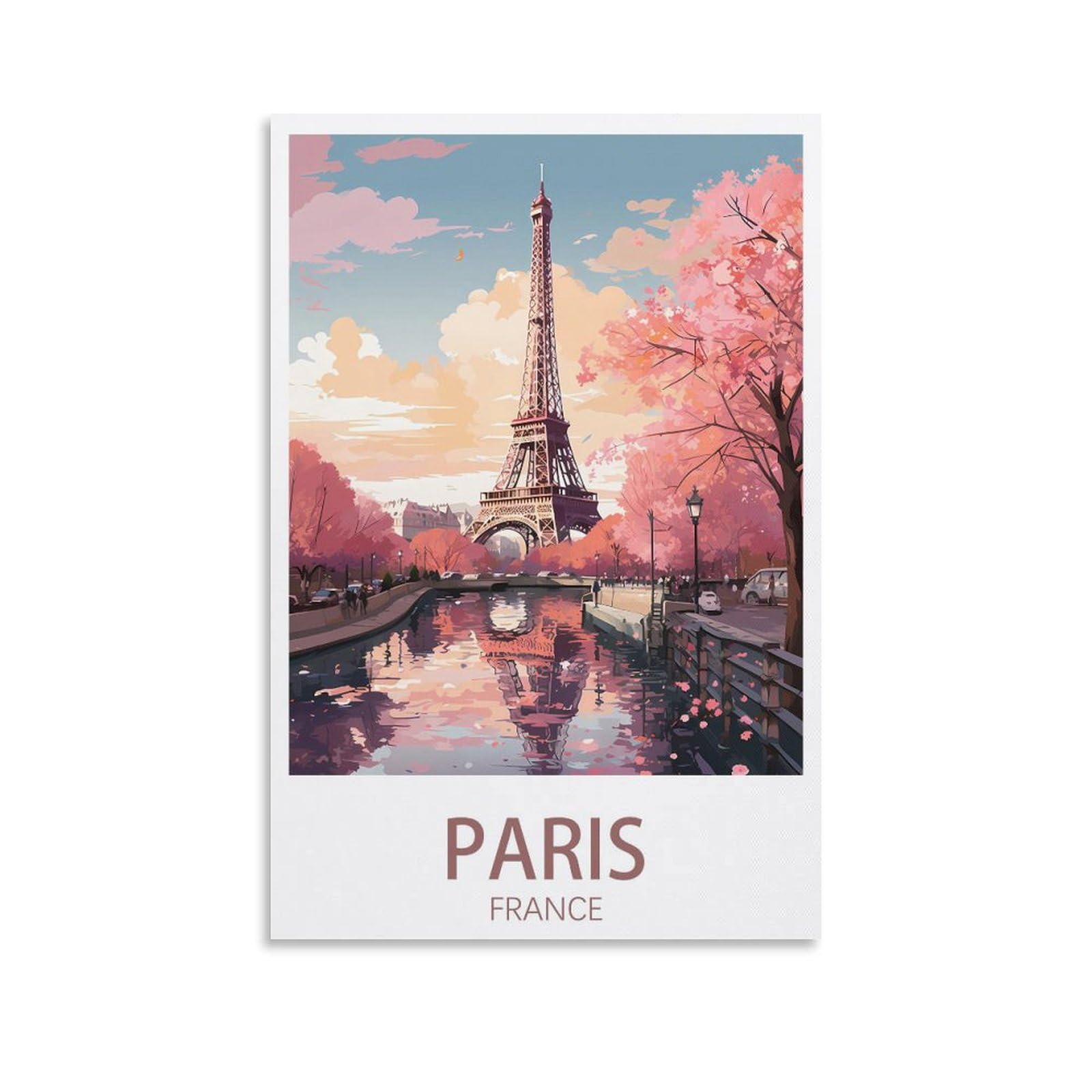 LHJOIUN Paris France Vintage Travel Poster Landscape 20x30inch(50x75cm) Art Canvas Print For Living Room Bedroom Home Decoration Modern Art