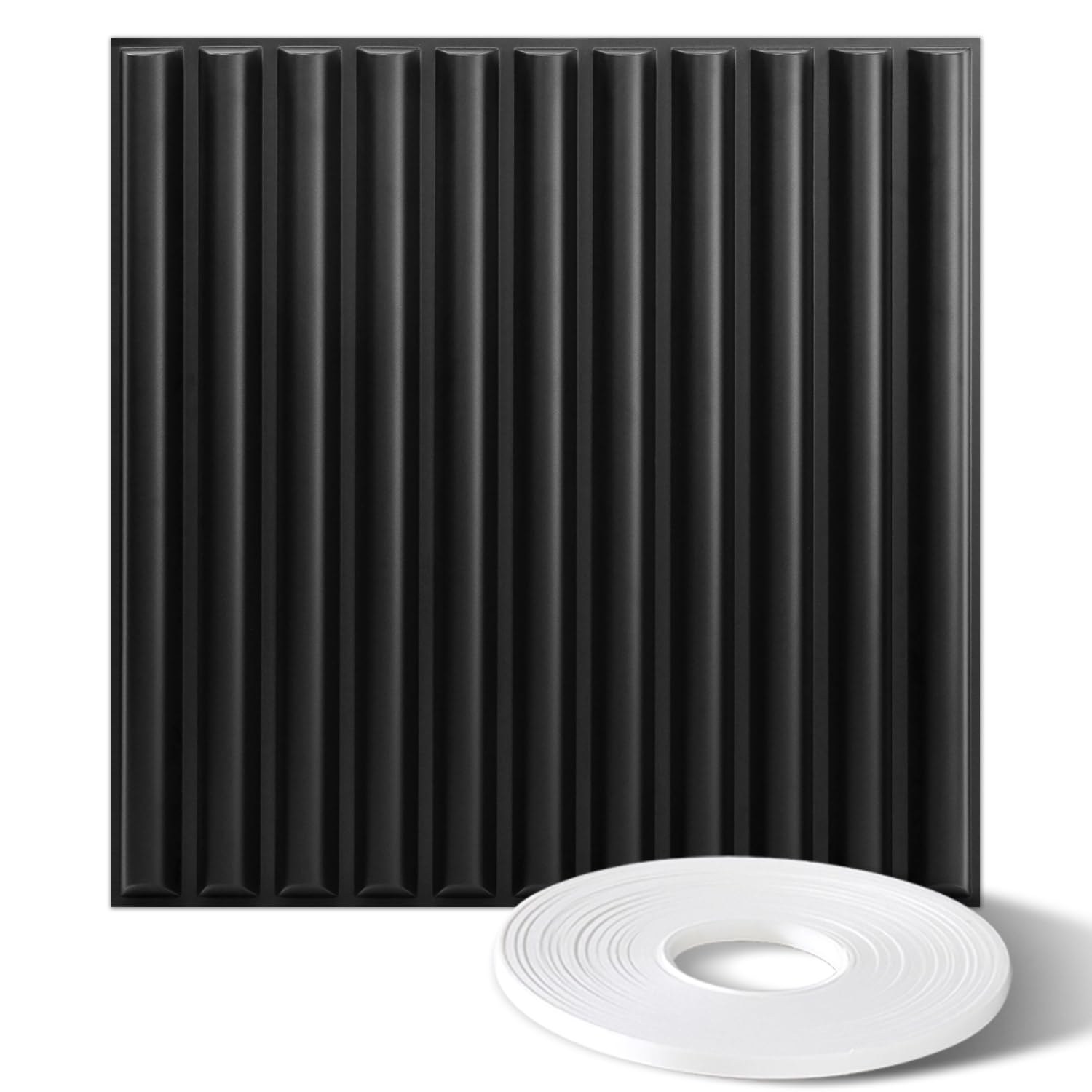 STICKGOO12 PCS 3D Main String Wall Panels, Arc Design, 19.7" x 19.7", Decorative PVC Wall Panels, 3D Textured Wall Panels for Interior Wall Decor, Living Rooms, 32 Sq.Ft, Black