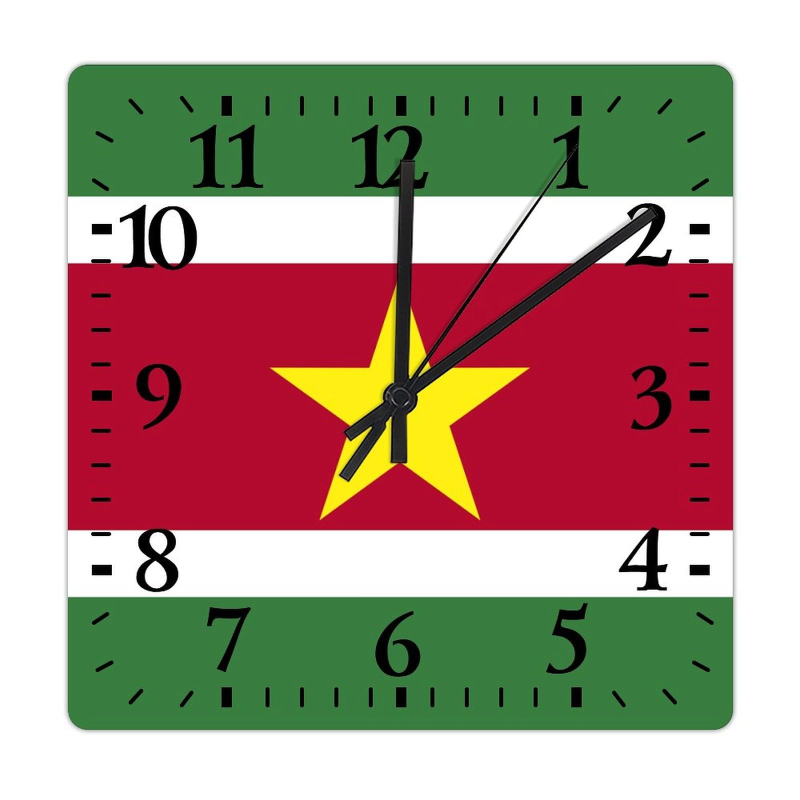 Horloge murale carrée Suriname en bois 38 cm silencieuse