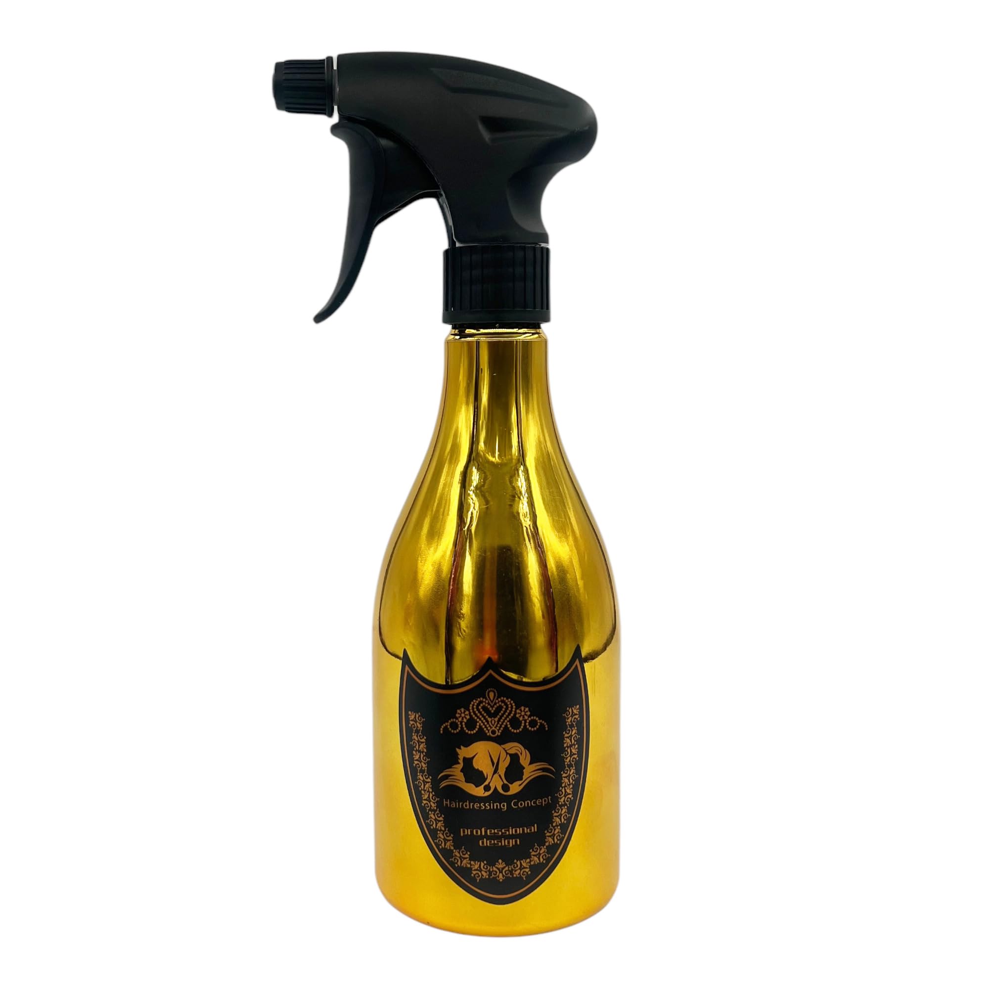 Eson Champagne (Gold) Hair Water Spray Bottle 500Ml, Whisky Style Spray Bottle For Hair, Mist Plant Mister, Barber Salon Hairdresser - Retro Stylish, Empty Refillable Sprayer For Cleaning (Champagne (Gold))