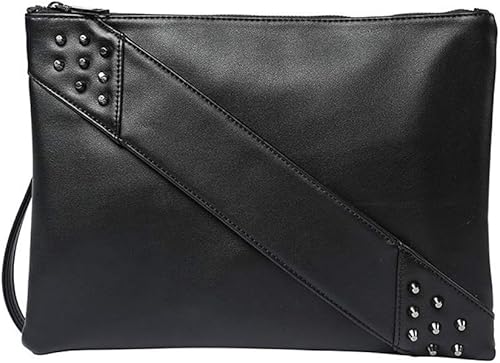 Bolso cruzado de cuero sintético con remache para mujer, bolso de embrague con correa de mano