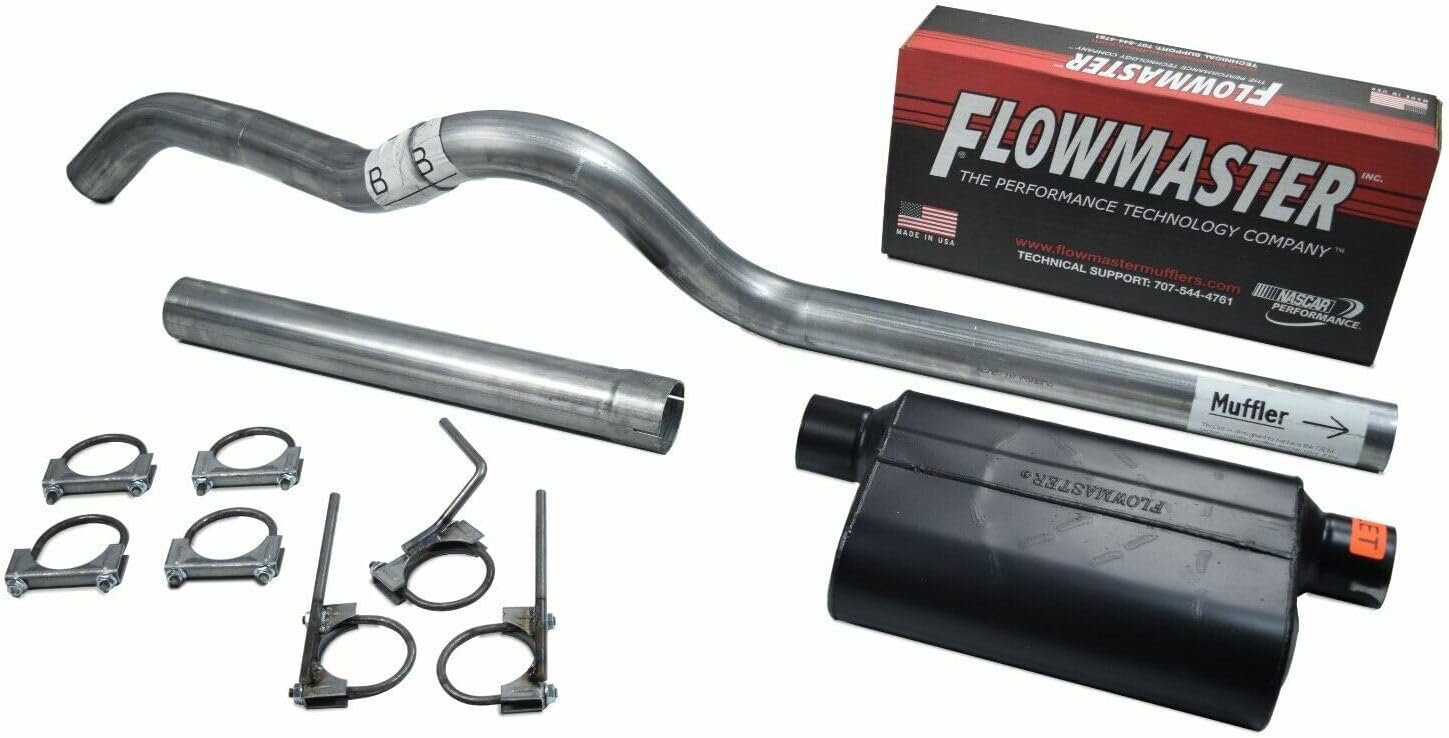 Truck Exhaust Kits 2.5" Aluminized Single Exhaust Kit with Flowmaster Delta Flow 40 Series Muffler Fits Wrangler JK 2D-4D 07-18