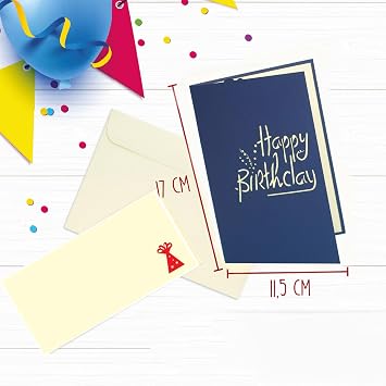 3D Pop-Up Card 40th Birthday Birthday Card with Envelope Happy Birthday - Gift for Boyfriend Husband Number 40 Blue N19