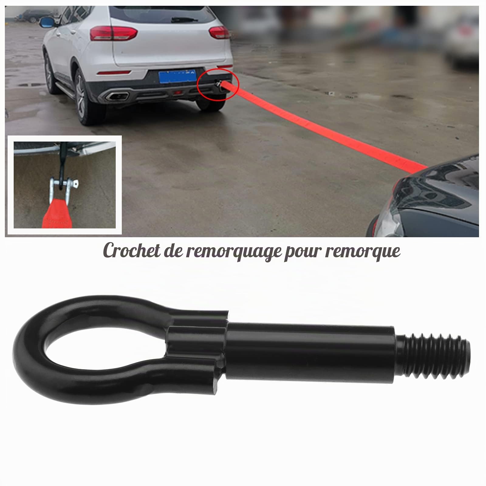 OTOTEC Embout d’attelage Crochet de remorquage Compatible avec Fiesta Mondeo MK2 MK3 Focus Couga Transit Connect 5132255 1674282 5T1617B804AB Crochet de remorquage Auto Anneau de remorquage