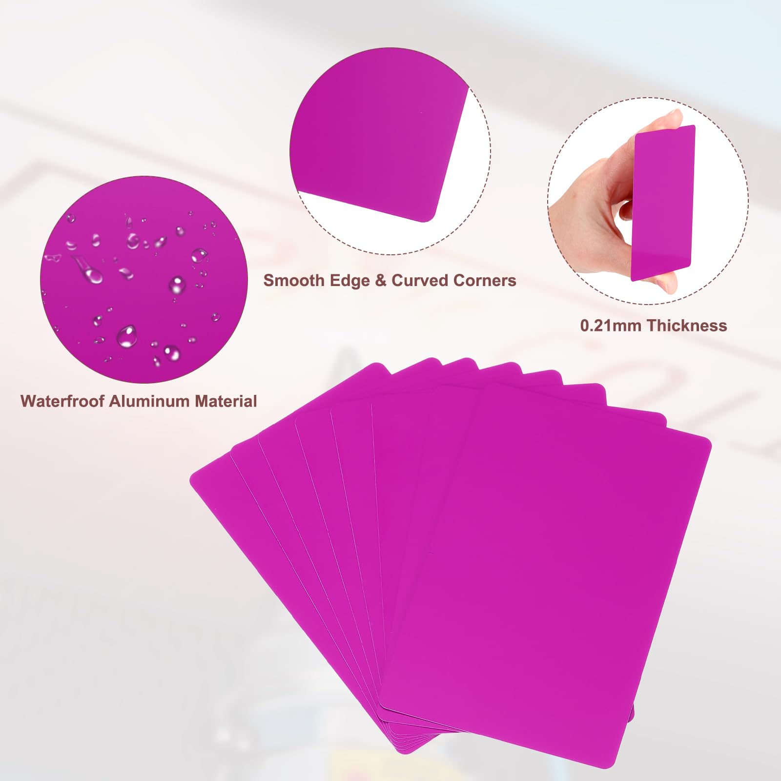 PATIKIL 0.21mm Metal Business Cards, 180 Pack Blank Name Card Laser Engraving Aluminum for DIY Gift Cards Purple - Image 3