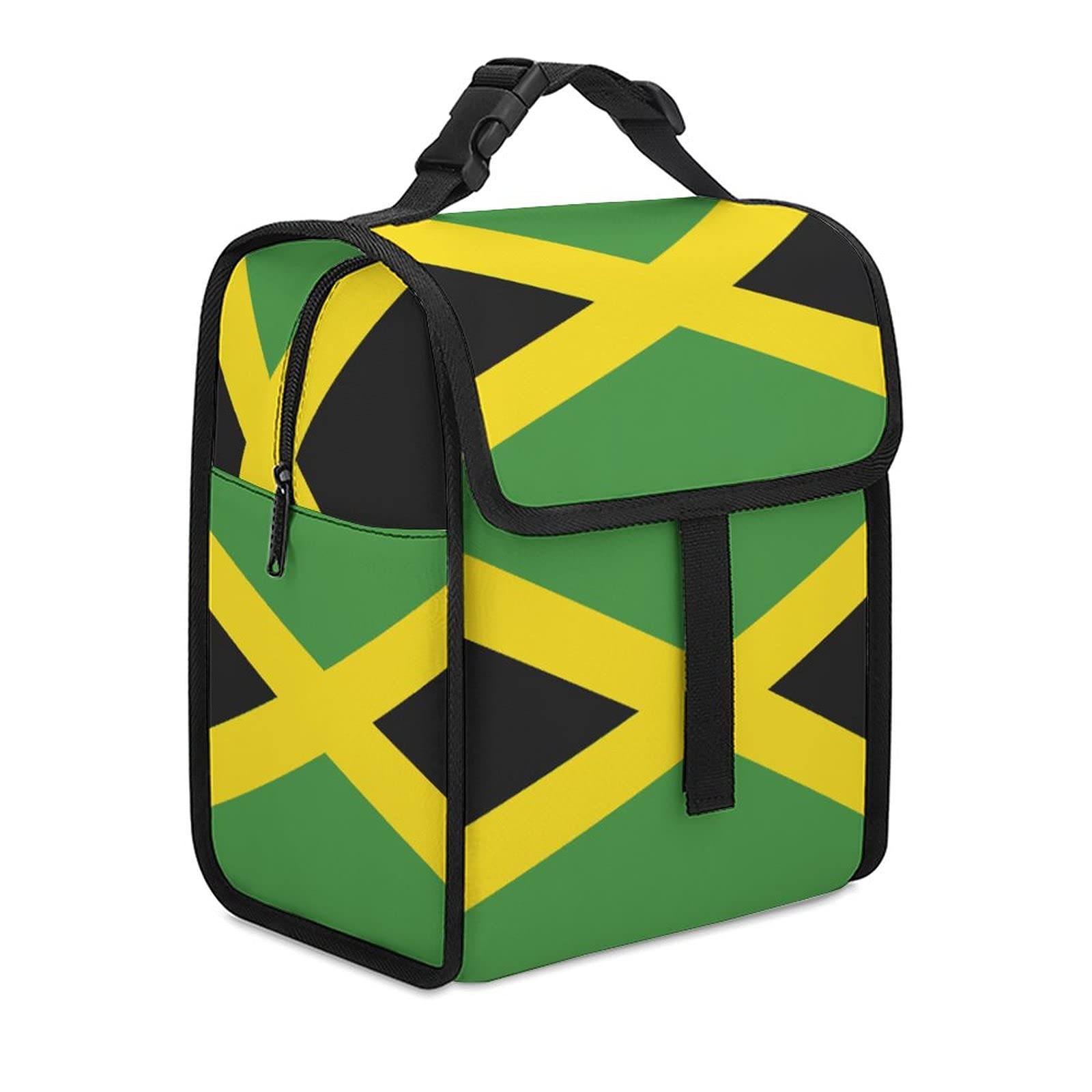 MNBVCR Jamaican Flag Lightweight and large-capacity lunch bag, aluminum foil lining is leak-proof and easy to clean