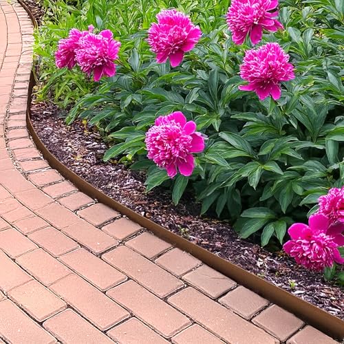 UNIGARDIA Rasenkante aus Cortenstahl 10 m, 1 mm stark - Beeteinfassung aus Metall 20 cm hoch - Einfache Montage - Rasenkantenband mit Rost, 1 Paar Montagehandschuhe inklusive