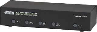 ATEN VS0401 4 Port VGA Switch with Audio - Black