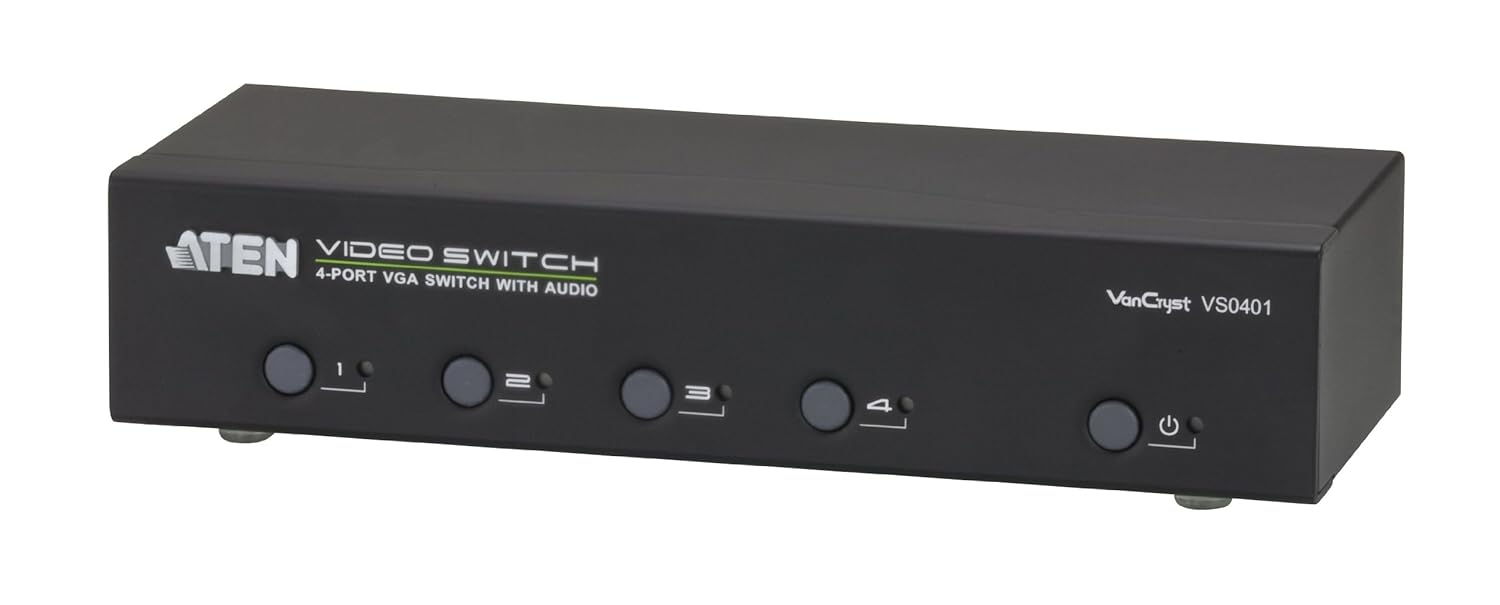 Aten VS0401 4 Port VGA Switch with Audio - Black
