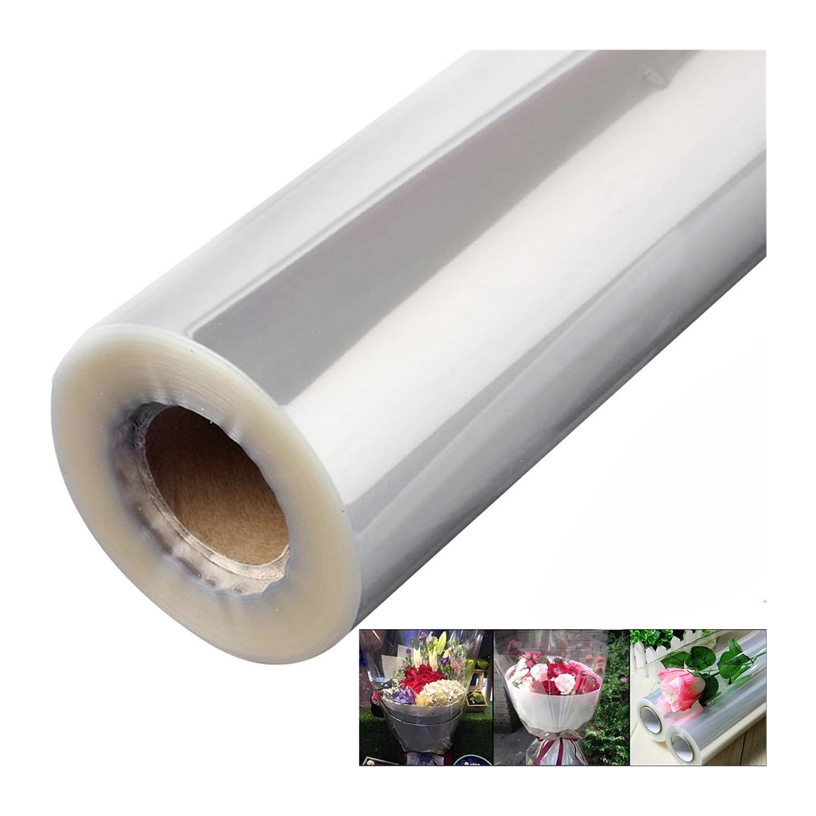 Rolka papieru celofanowego do pakowania | Przezroczysta rolka do pakowania prezentów o wymiarach 20 m x 50 cm, 4 sztuki na kosze świąteczne