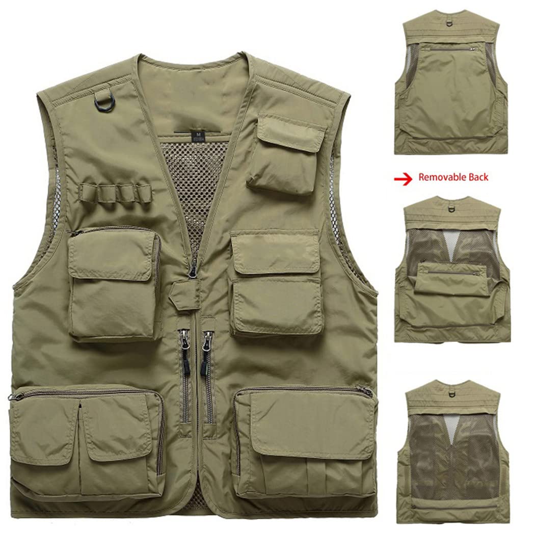 Uomini Gilet Da Pesca Quick Dry Traspirante Multi Tasca Maglia Maglia Senza Maniche Giacche Fotografia Escursionismo Gilet
